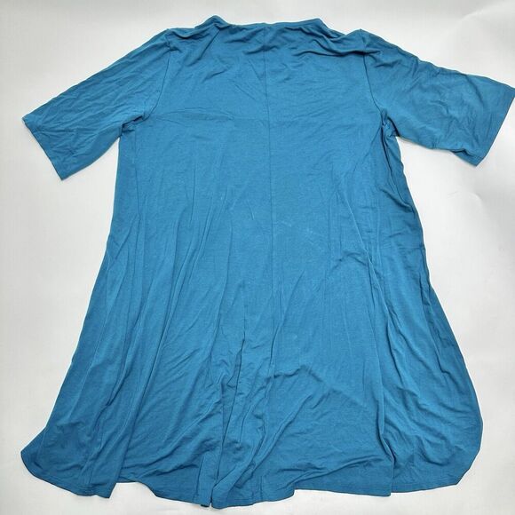 Eileen Fisher Blue Stretch Viscose T-shirt Dress Rounded Hem Size L Large - Picture 2 of 7